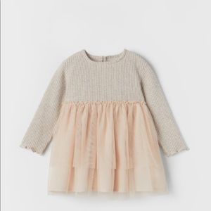 Zara soft touch combination blush tulle dress toddler girl 2-3T
